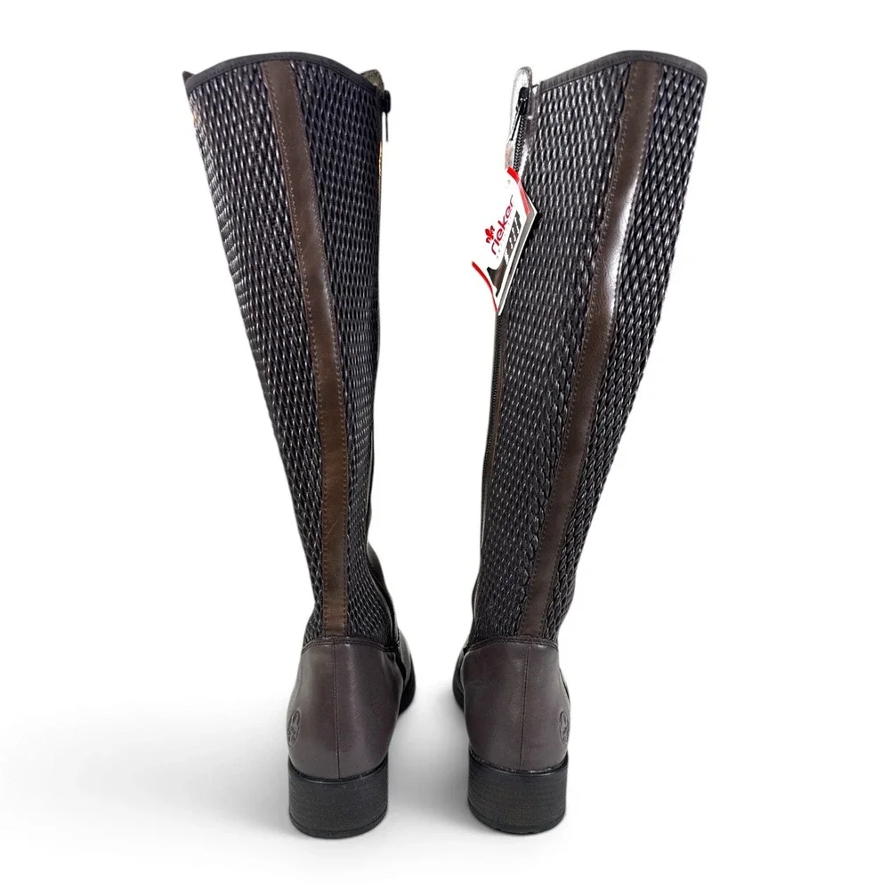 Rieker Antistress Vario Brown Leather Tall Winter Boots EU 42 US 10 NWOB
